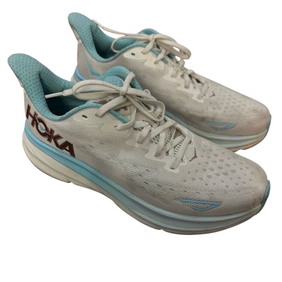 Hoka Women's White and Blue Running Shoes size 9.5 - Picture 1 of 10